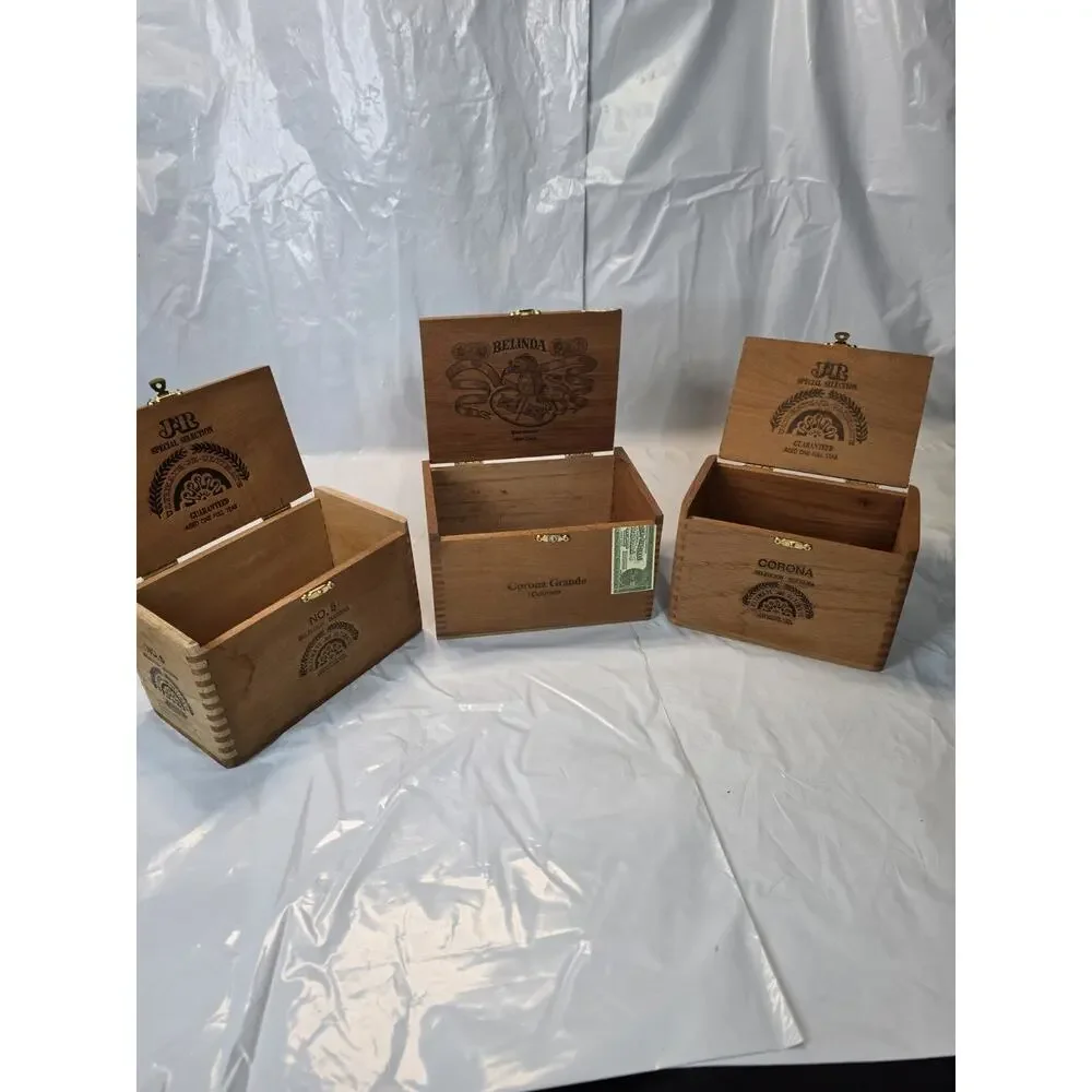THREE (3) BEAUTIFUL WOODEN CIGAR BOXES Holds 25 Cigars Each..